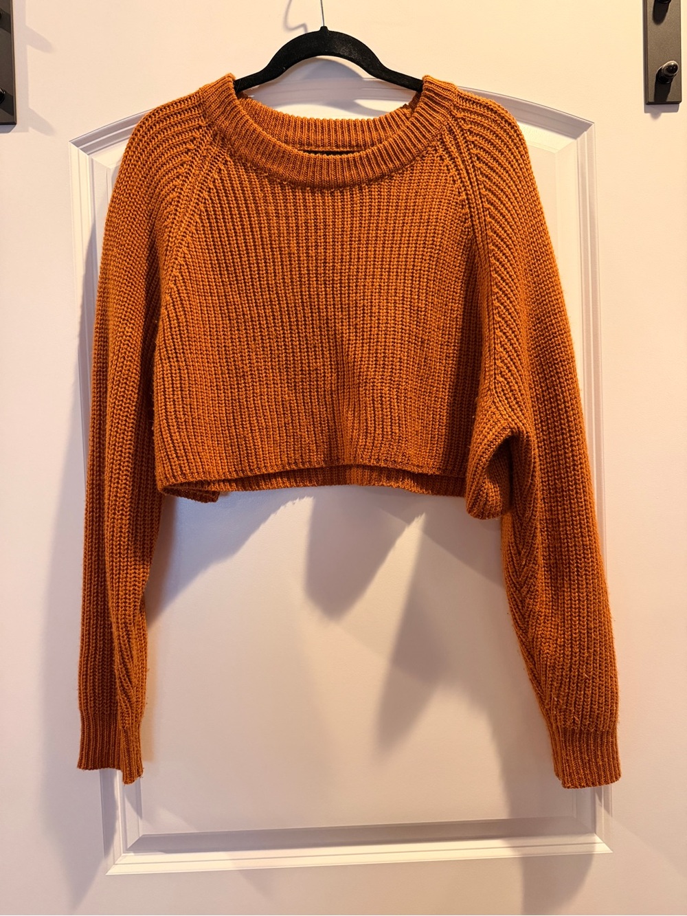 Cropped Ribbed Sweater in Rust